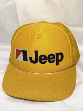 Vintage JEEP Trucker Hat Yellow Foam Mesh SnapBack